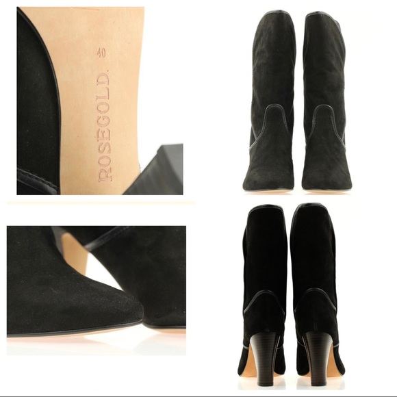 NEW IN BOX ROSEGOLD BLACK BOOTS SUEDE LEATHER - Picture 6 of 6